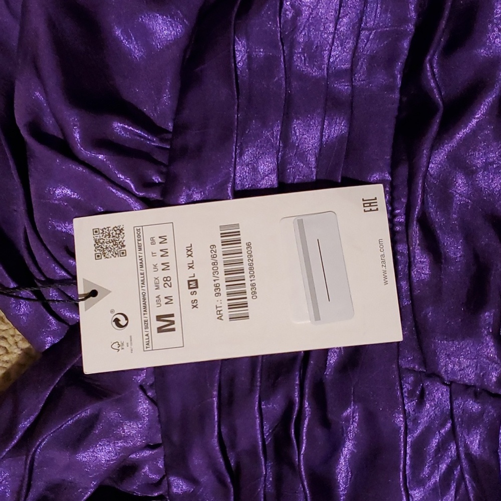 Zara Purple Strapless Ruched Mini Dress - Picture 2 of 4